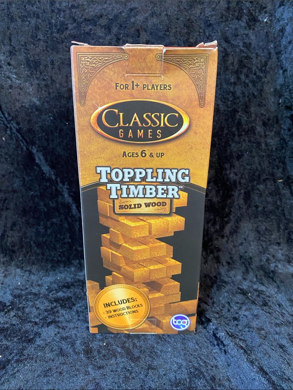 Classic Toppling Timber Solid Wood Stacking Game - Gold and Black